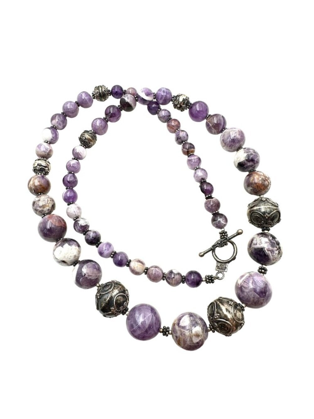 Merav Amethyst Sterling Silver Necklace Purple 26 Inch